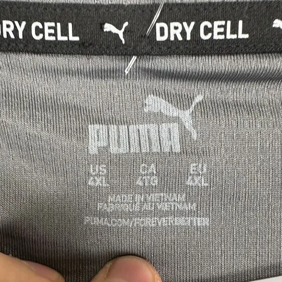 Puma Shirt Adult 4XL Big Tall Dry Cell Grey Running Training Tee Logo Mens NEW